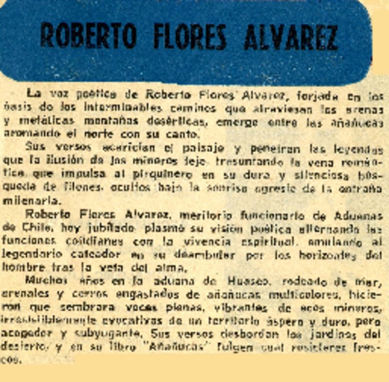 Roberto Flores Alvarez  [artículo] A.R.G.
