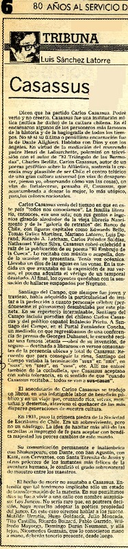 Casassus  [artículo] Luis Sánchez Latorre.