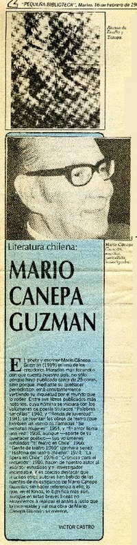 Mario Canepa Guzmán  [artículo] Víctor Castro.