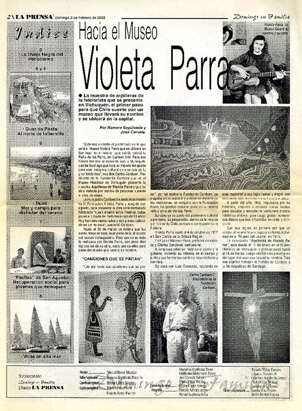 Hacia el Museo Violeta Parra  [artículo] Homero Sepúlveda y José Cervela.