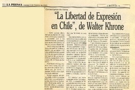 "La Libertad de expresión en Chile".  [artículo]