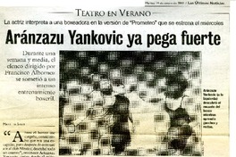 Aránzazu Yankovic ya pega fuerte  [artículo] Marietta Santi.
