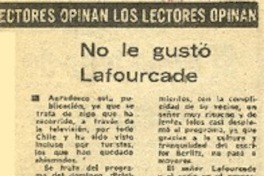 No le gustó Lafourcade  [artículo] Antonio Piras D.