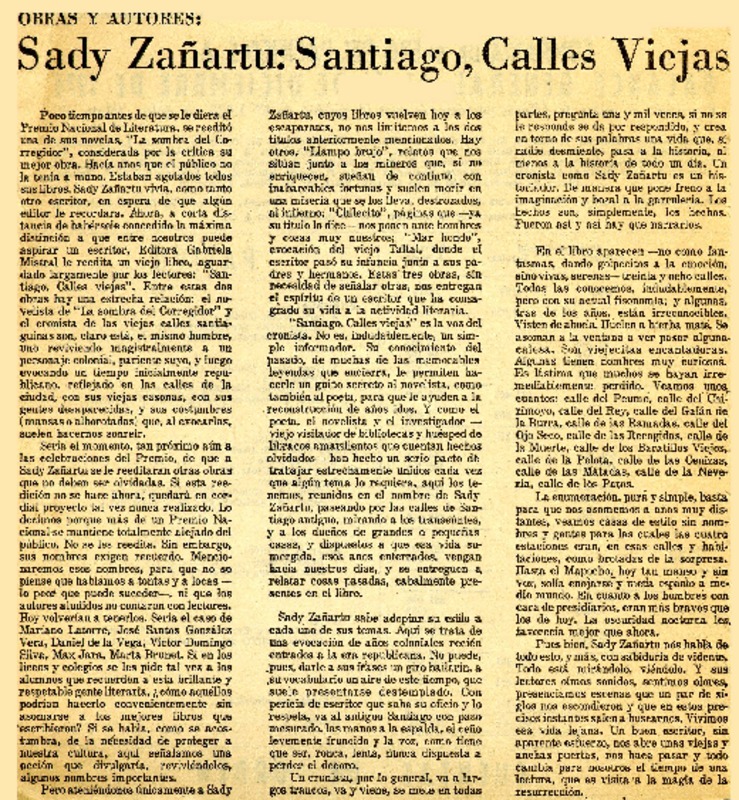 Sady Zañartu, Santiago, calles viejas.  [artículo]