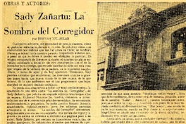 Sady Zañartu: La sombra del corregidor  [artículo] Hernán del Solar.