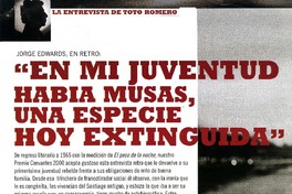 "En mi juventud había musas, una especie hoy extinguida" Jorge Edwards, en retro [artículo] : la entrevista de Totó Romero.