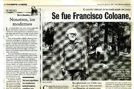 Se fue Francisco Coloane, el último lobo de mar el escritor falleció en la madrugada del lunes. [artículo] :
