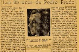 Los 65 años de Pedro Prado  [artículo] M.V.