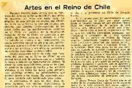 Artes en el reino de Chile  [artículo] Raúl Silva Castro.