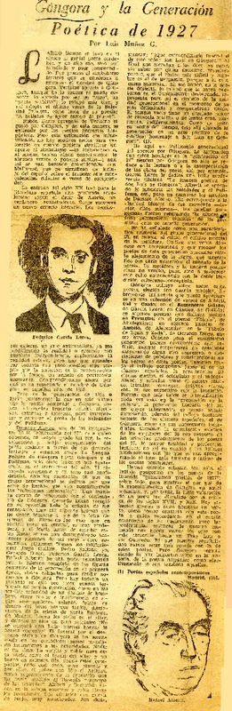 Góngora y la generación poética del 1927  [artículo] Luis Muñoz G.
