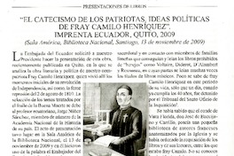 El catecismo de los patriotas, ideas políticas de Fray Camilo Henríquez  [artículo] Sergio Martínez Baeza.