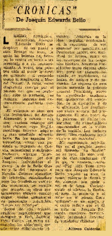 Crónicas  [artículo] Alfonso Calderón.