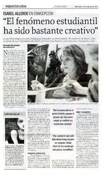 Isabel Allende en Concepciòn  [artículo] Alvaro Peña Saavedra.