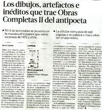 Los dibujos, artefactos e inèditos que trae Obras Completas II del antipoeta  [artículo] Javier Garcìa.