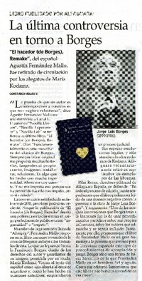 La ùltima controversia en torno a Borges  [artículo] Constanza Rojas V.