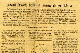 Joaquín Edwards Bello, el enemigo de los ficheros (entrevista)  [artículo] E. C.