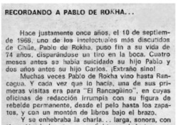 Recordando a Pablo de Rokha...  [artículo] Héctor González V.