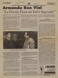 Armando Roa Vial, "La poesía tiene un valor sagrado"  [artículo] Jorge Abasolo Aravena.