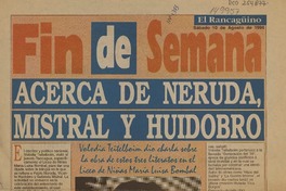 Acerca de Neruda, Mistral y Huidobro  [artículo].
