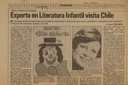 Experta en literatura infantil visita Chile  [artículo] Manuel Peña Muñoz.