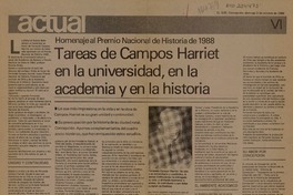 Tareas de Campos Harriet en la Universidad, en la Academia y en la historia  [artículo].