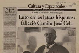 Luto en las letras hispanas, falleció Camilo José Cela  [artículo]