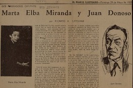 Marta Elba Miranda y Juan Donoso  [artículo] Ricardo A. Latcham.