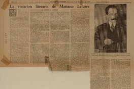 La Vocación literaria de Mariano Latorre  [artículo] Ricardo A. Latcham.