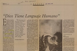 "Dios tiene lenguaje humano"  [artículo] Gustavo Villavicencio A.