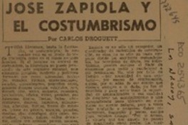 Jose Zapiola y el costumbrismo  [artículo] Carlos Droguett.