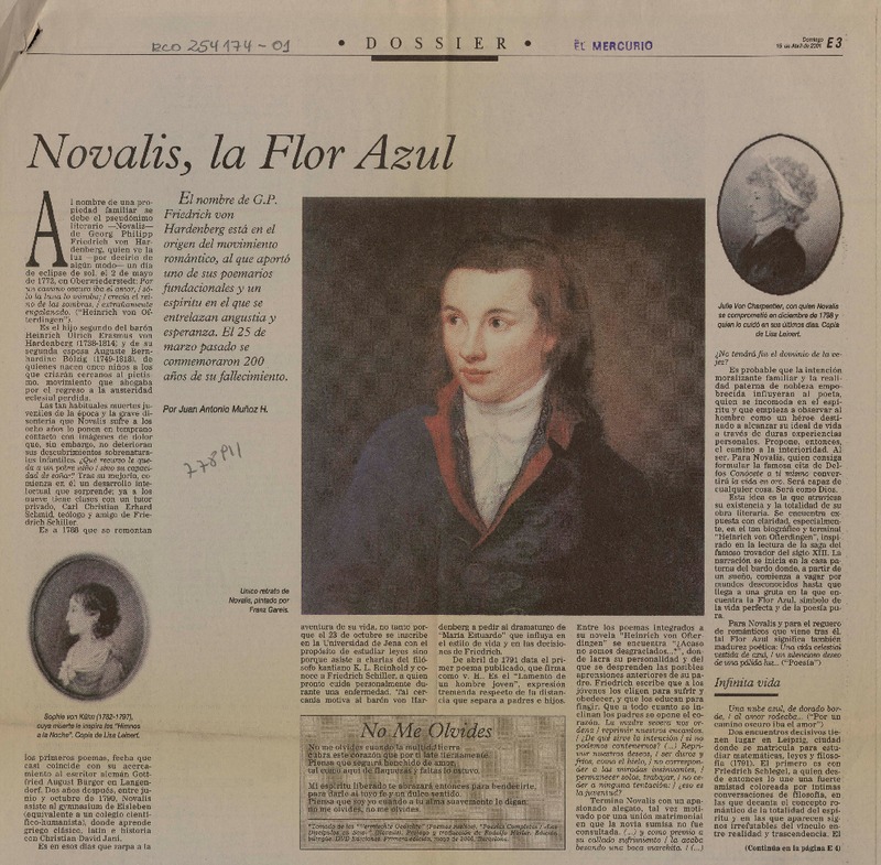 Novalis, la flor azul  [artículo] Juan Antonio Muñoz H.
