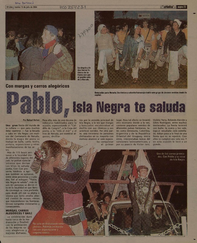 Pablo, Isla Negra te saluda  [artículo] Rafael Vallvé.