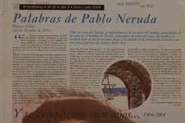 Palabras de Pablo Neruda.  [artículo]