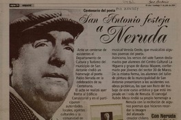 San Antonio festeja a Neruda  [artículo] Hugo Gaviola.