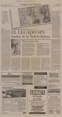 El legado sin fondos de la Nobel chilena  [artículo] Oscar Contardo.