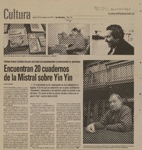 Encuentran 20 cuadernos de la Mistral sobre Yin Yin  [artículo]Javier García.