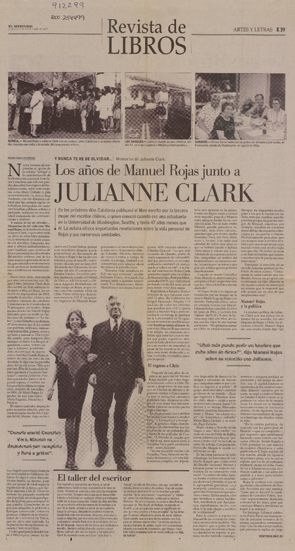 Los años de Manuel Rojas junto a Julianne Clark  [artículo] Pedro Pablo Guerrero.
