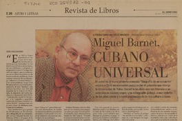 Miguel Barnet, cubano universal  [artículo] Pedro Pablo Guerrero.
