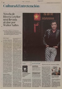 Novela de Rivera Letelier será llevada al cine por Walter Salles  [artículo] Roberto Careaga C.
