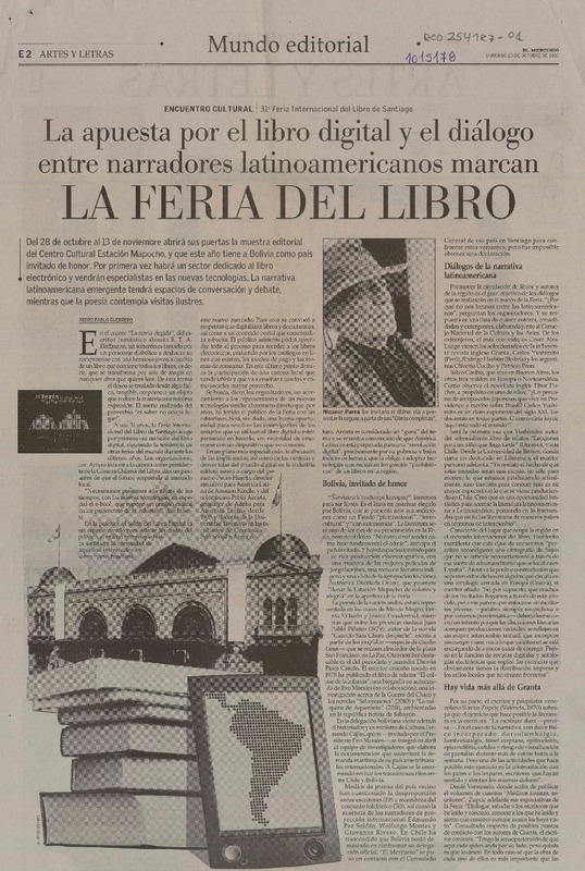 La apuesta por el libro digital y el diàlogo entre narradores latinoamericanos marcan la Feria del Libro  [artículo] Pedro Pablo Guerrero.