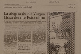 La alegría de los Vargas Llosa derrite Estocolmo  [artículo] Juan Cruz.