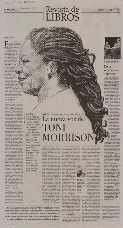 La nueva voz de Toni Morrison  [artículo] Michiko Kakutani.
