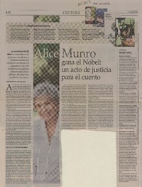 Alice Munro gana el Nobel: un acto de justicia para el cuento  [artículo] Constanza Rojas y Sofía del Sante