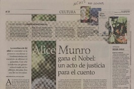 Alice Munro gana el Nobel: un acto de justicia para el cuento  [artículo] Constanza Rojas y Sofía del Sante
