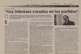 "Hay intereses crados en los partidos" (entrevista)  [artículo] Jorge Abasolo Aravena.