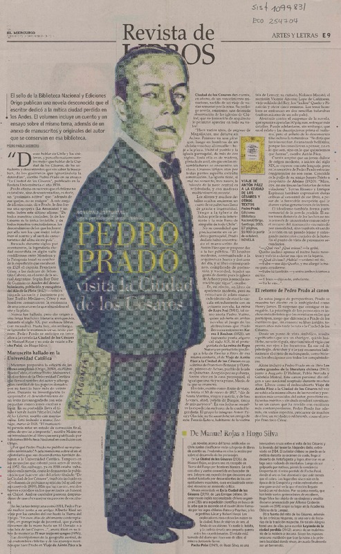 Pedro Prado visita la ciudad de los Césares  [artículo] Pedro Pablo Guerrero.