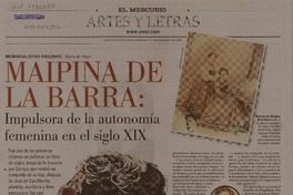 Maipina de La Barra : impulsora de la autonomía femenina en el siglo XIX [artículo] Valentina Proust Iligaray.
