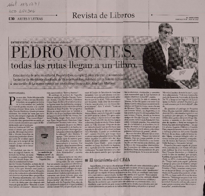 Pedro Montes, todas las rutas llegan a un libro  [artículo] Roberto Careaga C.