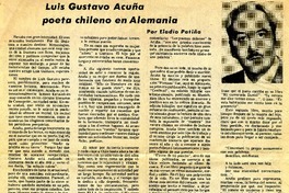 Luis Gustavo Acuña poeta chileno en Alemania  [artículo] Eladio Patiño.