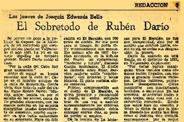 El Sobretodo de Rubén Darío  [artículo] Joaquín Edwards Bello.